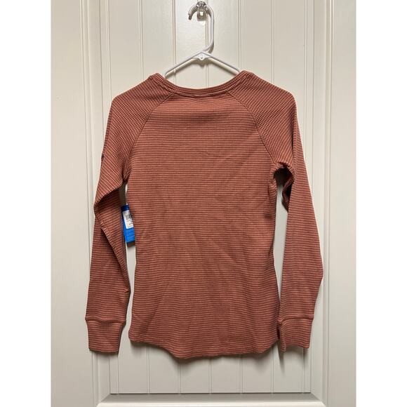 Columbia Waffle knit long sleeve shirt two tone coral Xtra Small NWT - Picture 4 of 4